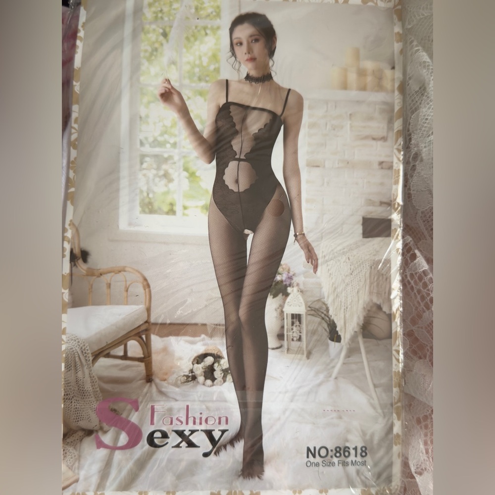 Sexy Sheer white Bodystocking Lingerie crotchless